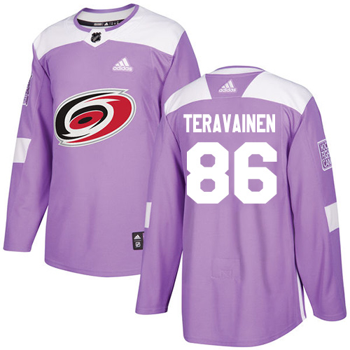 Adidas Hurricanes #86 Teuvo Teravainen Purple Authentic Fights Cancer Stitched NHL Jersey